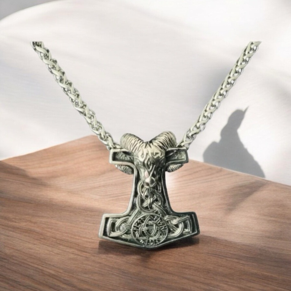 Large Men’s 925 Sterling Silver Viking Norse Thor’s Hammer Pendant Necklace